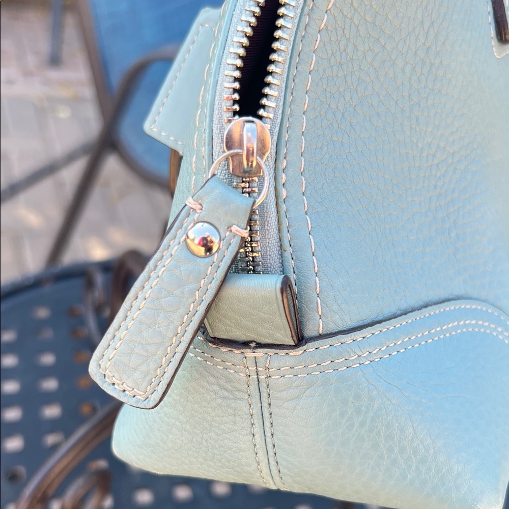 Coach Light Blue Pebbled Leather Satchel - Picture 8 of 9